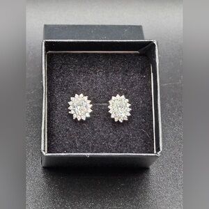 Elegant 2 Carat Moissanite Sterling Silver Oval Stud Earrings Brand New